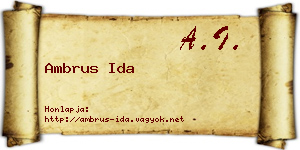 Ambrus Ida névjegykártya